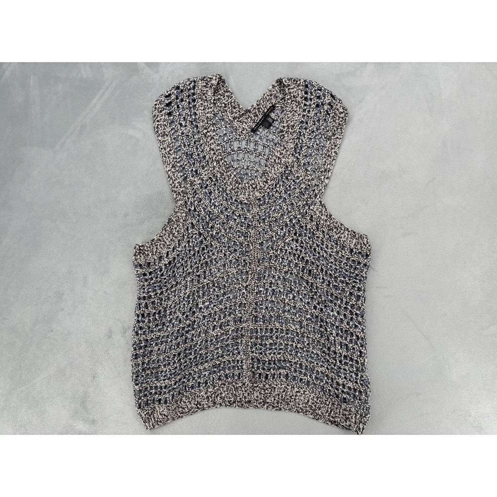 Theyskens' Theory Womens S Sheer Silk Gray Crochet Knit Tank Top Boho Whimsigoth